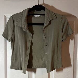 Ardene Sage Green Ribbed Top